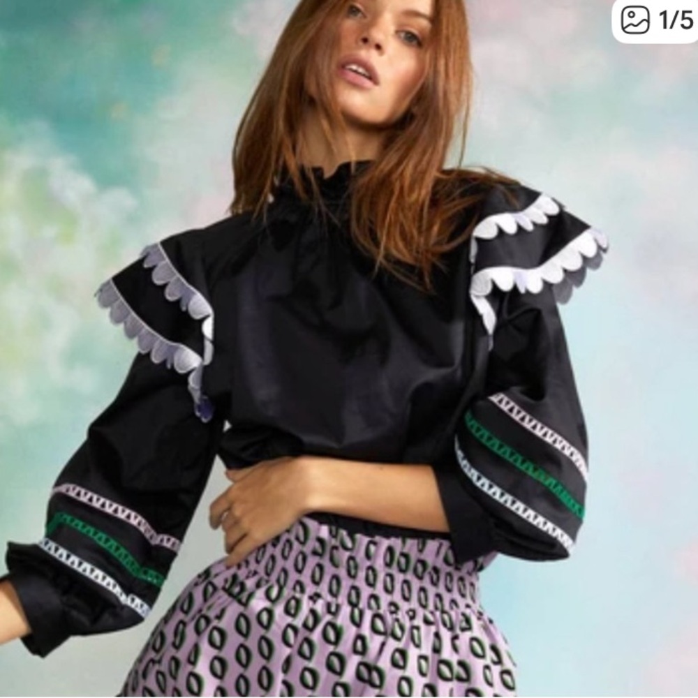 Cynthia Rowley Elia scallop embroidered top
